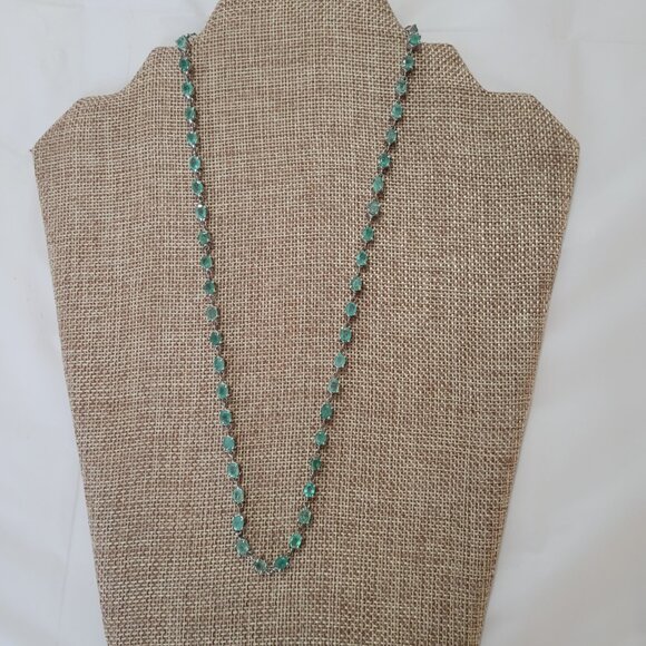 Emerald Necklace 53 Natural Stones Over 12ct May Birthstone 20" Long Sterling - Picture 4 of 15